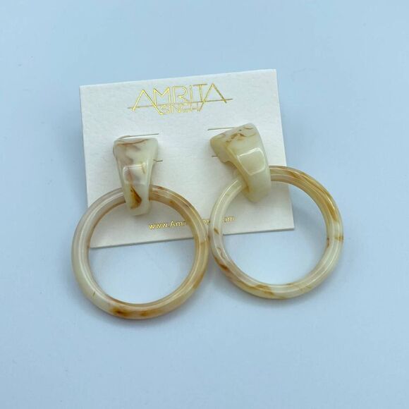 Amrita Singh Elise Ivory Drop Resin Earrings Retired - Picture 2 of 6